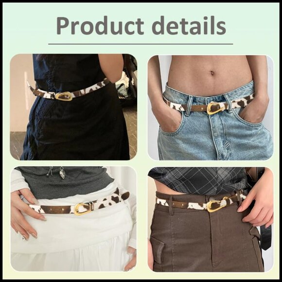 Vintage Western Faux Leather Skinny Belt Adjustable Cowgirl Accessory main image 6